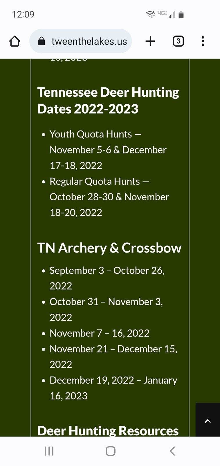 LBL deer hunting dates Tennessee Hunting & Fishing Forum